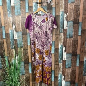 Vintage cotton Floral Purple Dress